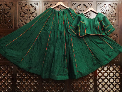 Party Wear Dark Green Cotton Long Skirt