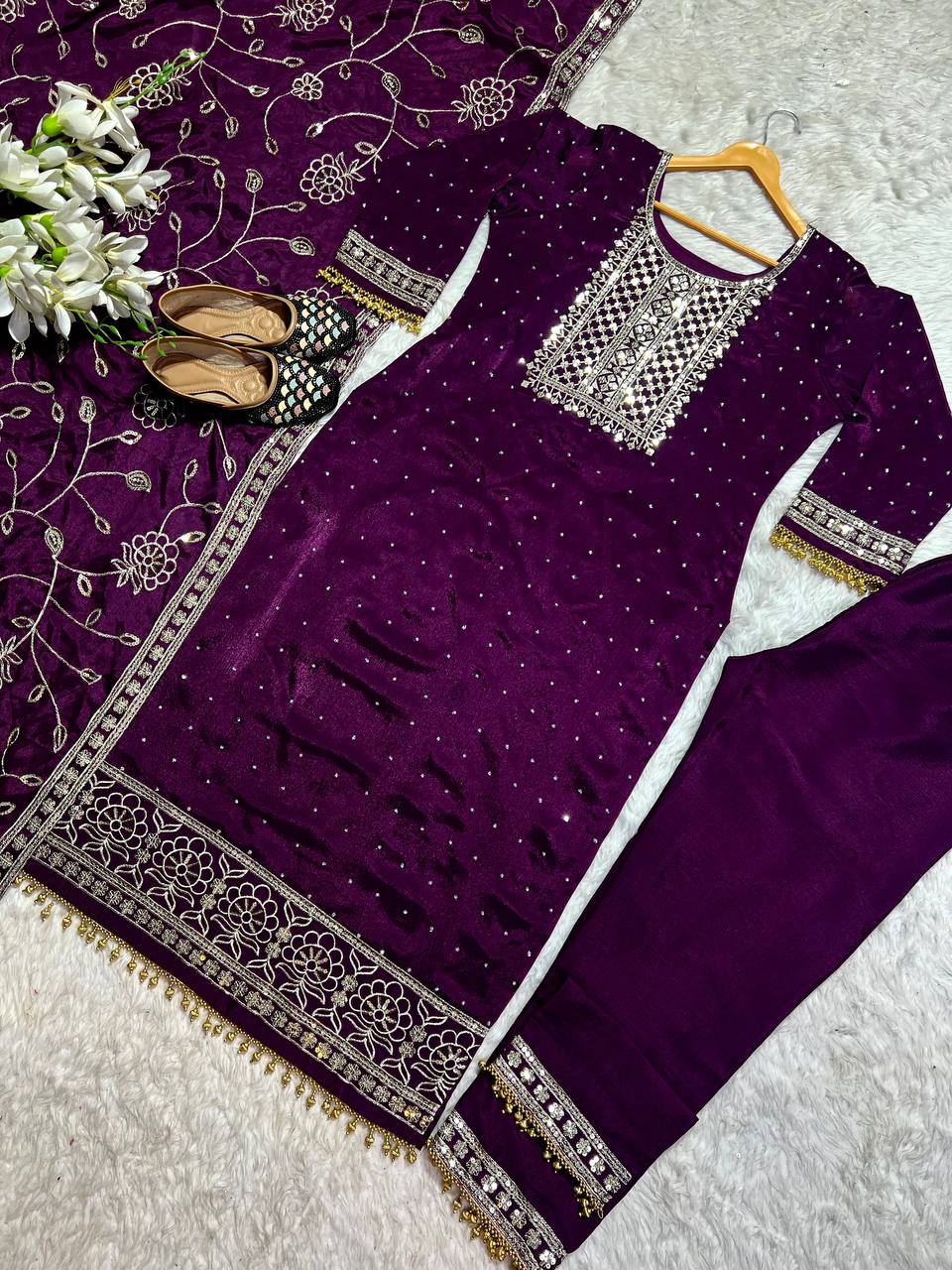 Chinon Silk Pakistani Suit With Heavy Embroidery