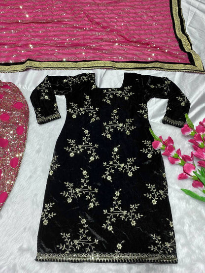 Designer Party Wear Look Top ,Dhoti Salwar and Dupatta