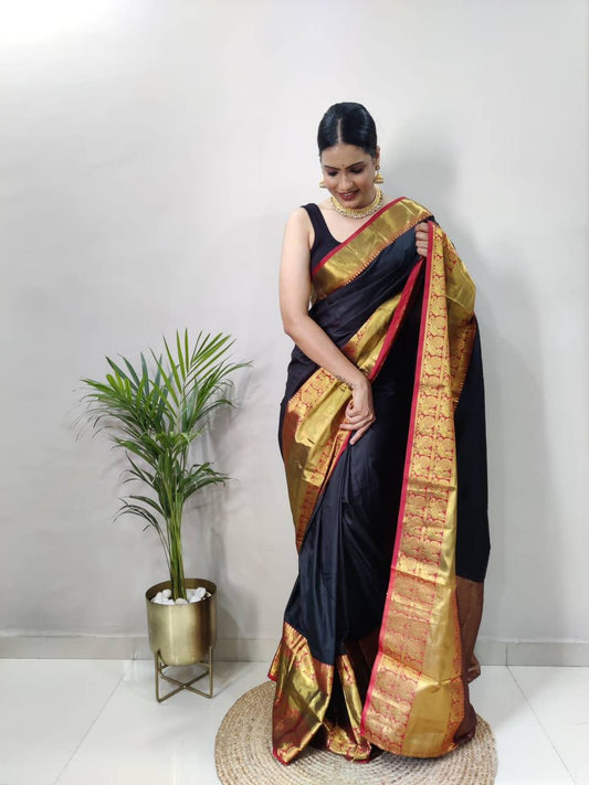 Marutifab Women's Banarasi Silk Saree With Blouse Piece