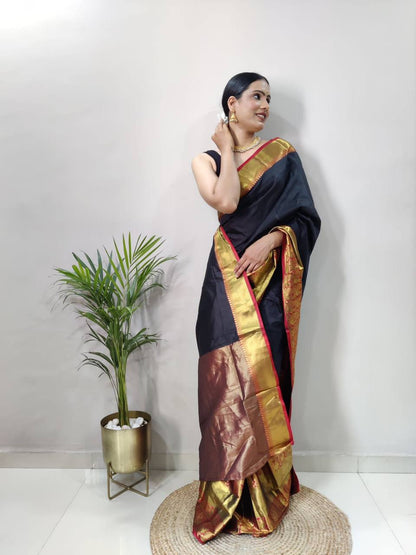 Marutifab Women's Banarasi Silk Saree With Blouse Piece