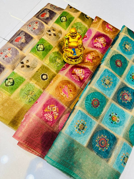 Soft silk saree with digital print