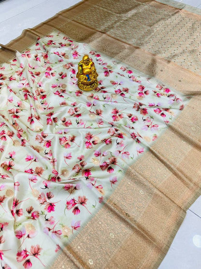 Soft silk saree with digital print