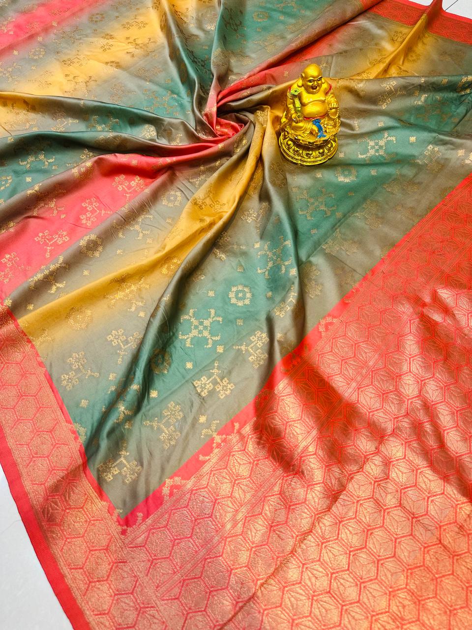 Soft silk Rainbow Patola Digital print saree for Marriage function