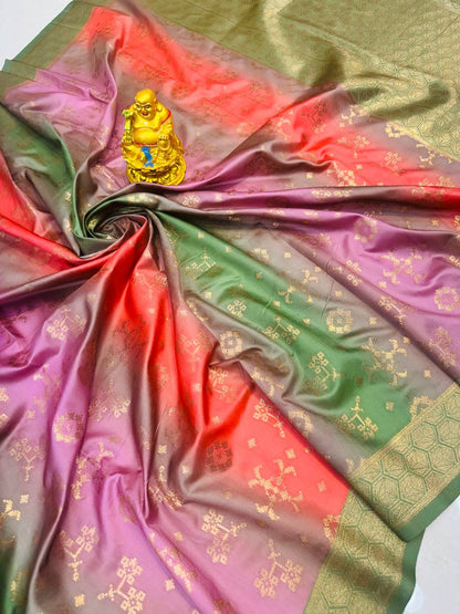 Soft silk Rainbow Patola Digital print saree for Marriage function