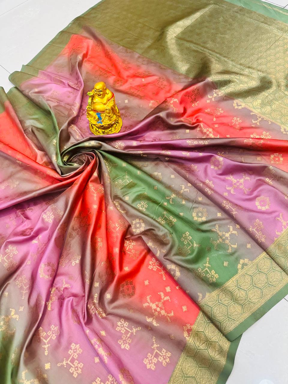 Soft silk Rainbow Patola Digital print saree for Marriage function