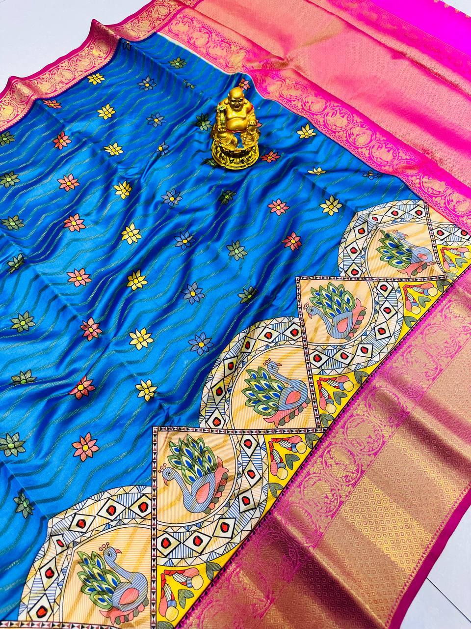 Kalamkari Zigzag: Weaved Silk Saree, Brocade Blouse, Jari Pallu