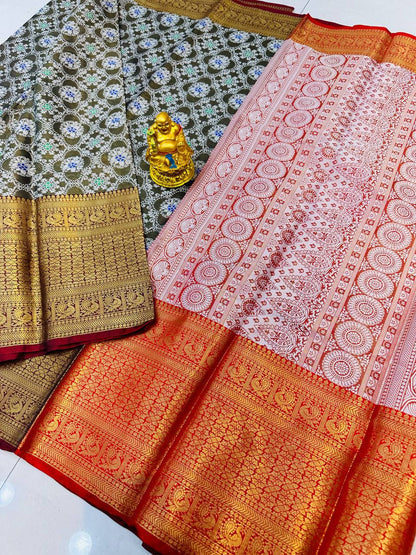 Kanchipuram Pure Silk Saree, With Blouse Piece