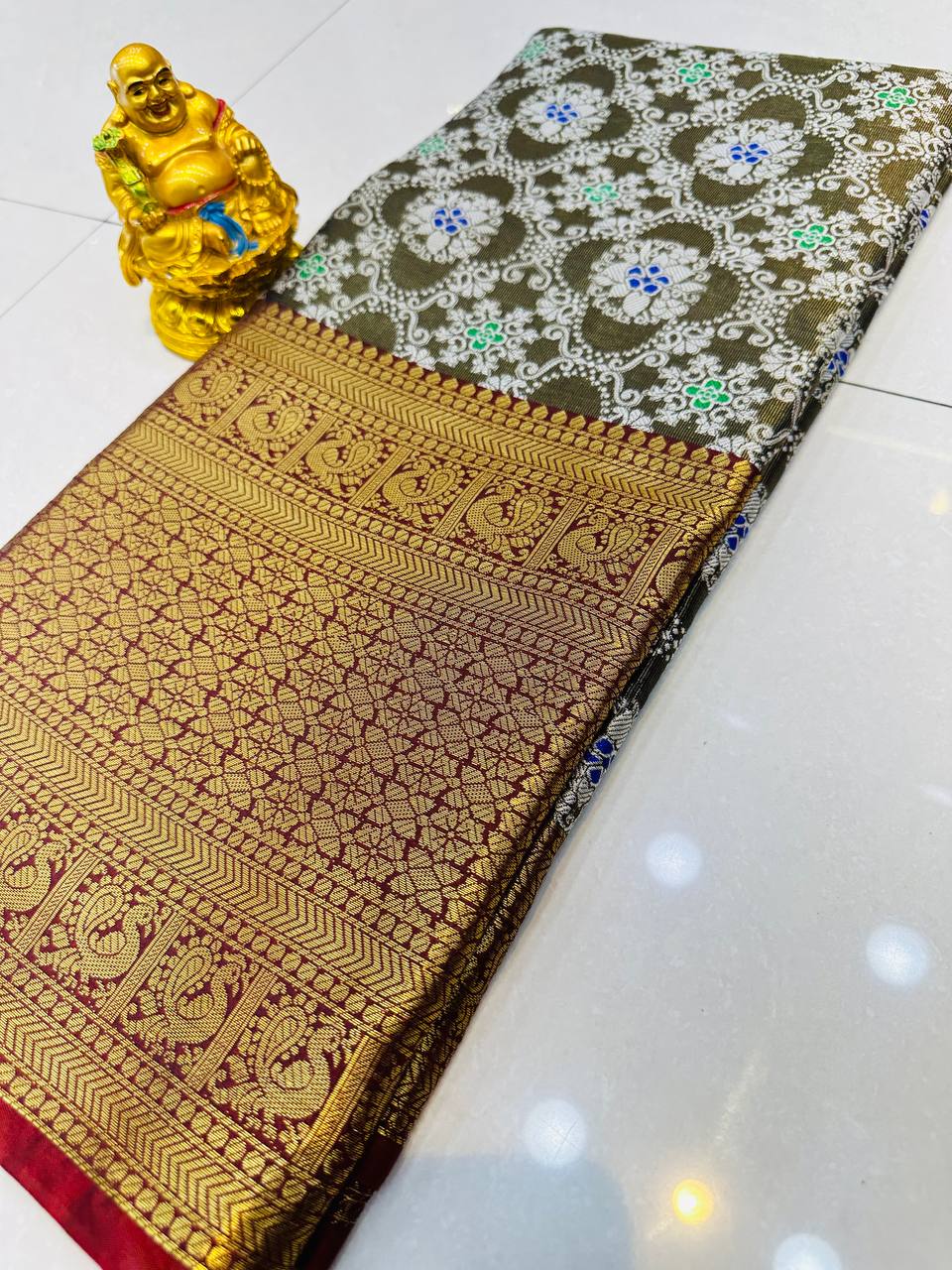 Kanchipuram Pure Silk Saree, With Blouse Piece