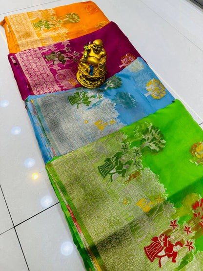 AMRUT SILK KASMORA WEAVING ORGANZA SILK SAREE COLLECTION