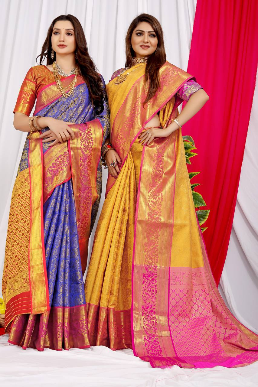 Kanchipuram Handloom Weaving Silk Saree