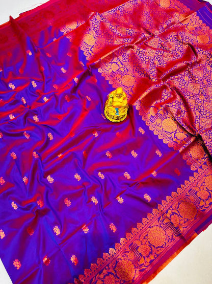 Hypnotic Rama Soft Banarasi Silk Saree With Unique Blouse Piece