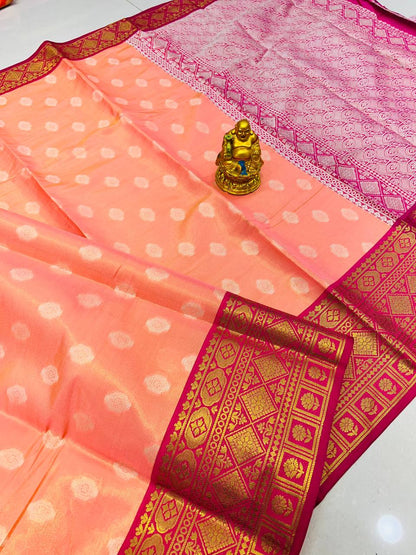 Handloom Weaving Festive Wear Kanjivaram Silk Saree In Brown