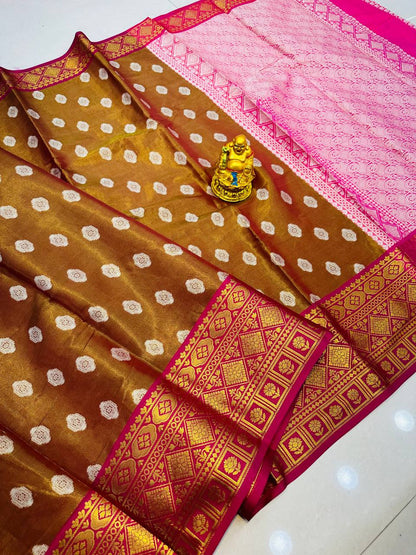 Handloom Weaving Festive Wear Kanjivaram Silk Saree In Brown