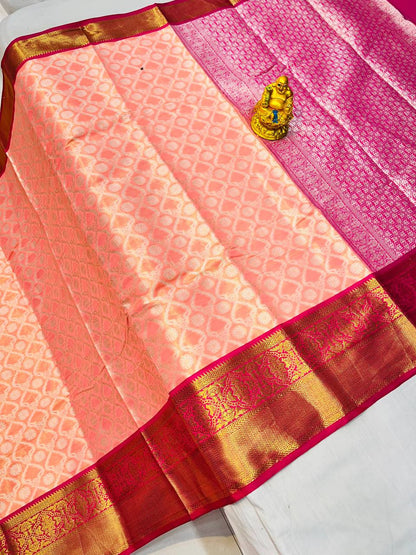 Adorning Brown Kanjivaram Silk With Effervescent Blouse Piece