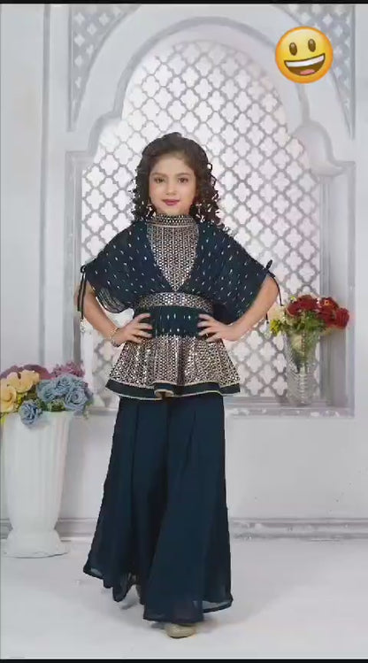 Girls Festive & Party Kurta and Palazzo Set