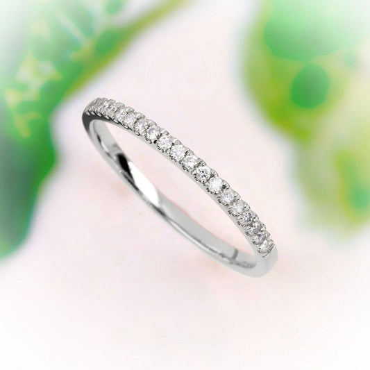 White Gold Moissanite Half Eternity Band | 925 Sterling Silver, 14K Gold, 18k Gold, 925 Sterling Silver, Rose Gold, White Gold, Yellow Gold