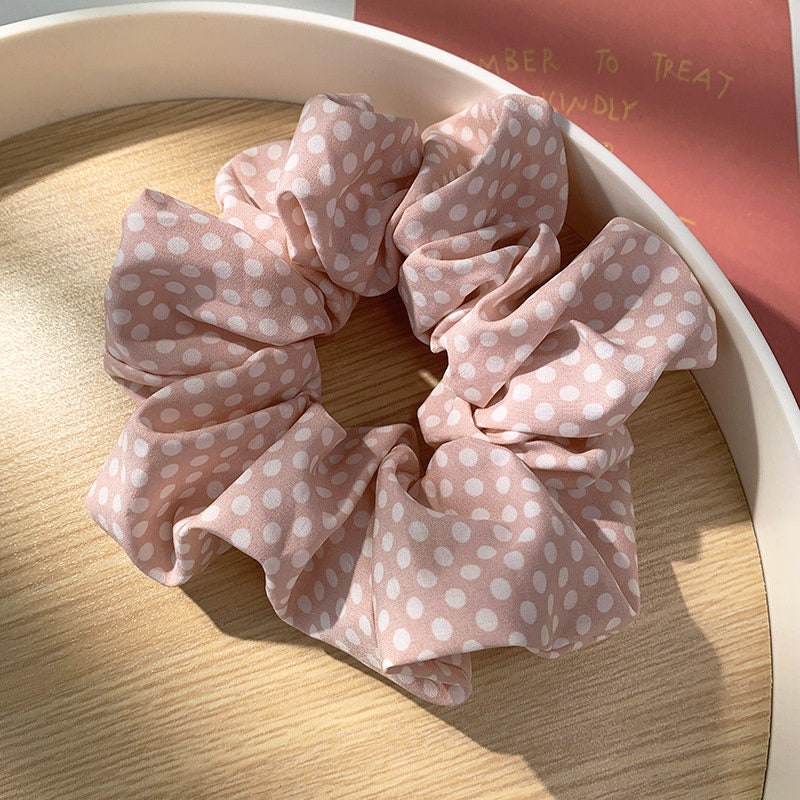 Large scrunchie hair tie, super soft dotted print material