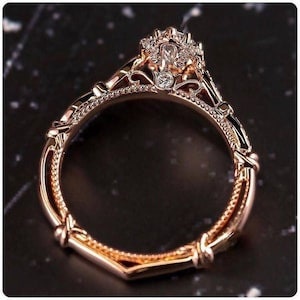 Marquise cut Ring with antique and unique design, Anniversary Ring / Engagement Ring / Wedding Ring / proposal Ring / Bridal Ring