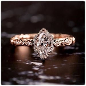 Marquise cut Ring with antique and unique design, Anniversary Ring / Engagement Ring / Wedding Ring / proposal Ring / Bridal Ring