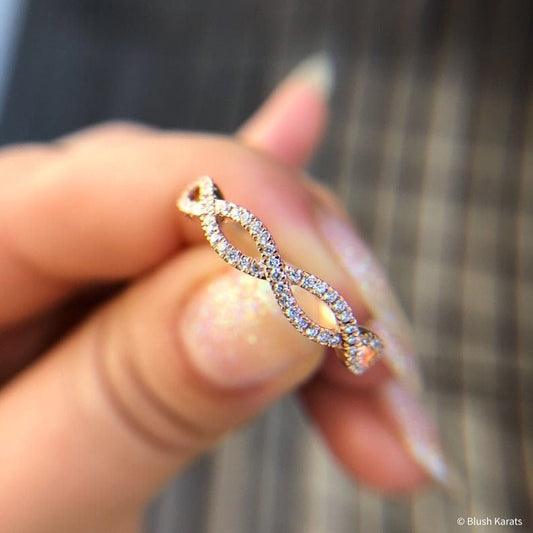 Infinity Twist Stacking Diamond Ring, Rose gold, 14k Gold, Beautiful zig zag ring, 925 Sterling Silver, Rose Gold, White Gold, Yellow Gold