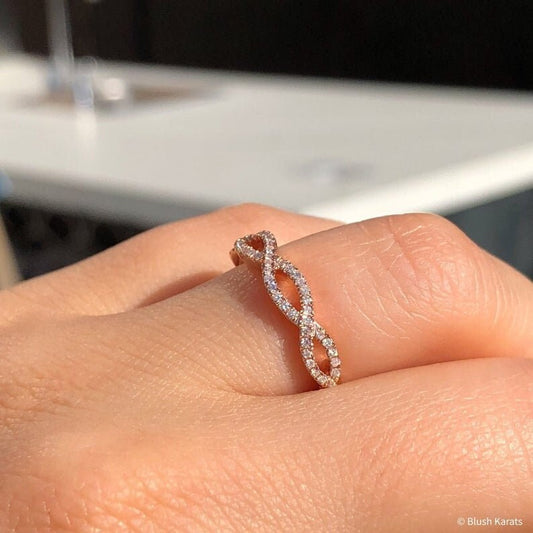 Infinity Twist Stacking Diamond Ring, Rose gold, 14k Gold, Beautiful zig zag ring, 925 Sterling Silver, Rose Gold, White Gold, Yellow Gold